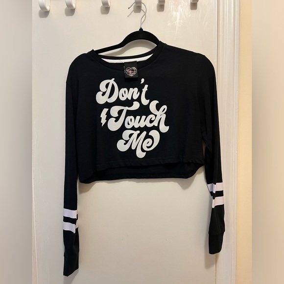 Too Fast - “Don’t Touch Me” Long-Sleeved Crop Top (Medium) EUC - Picture 2 of 6